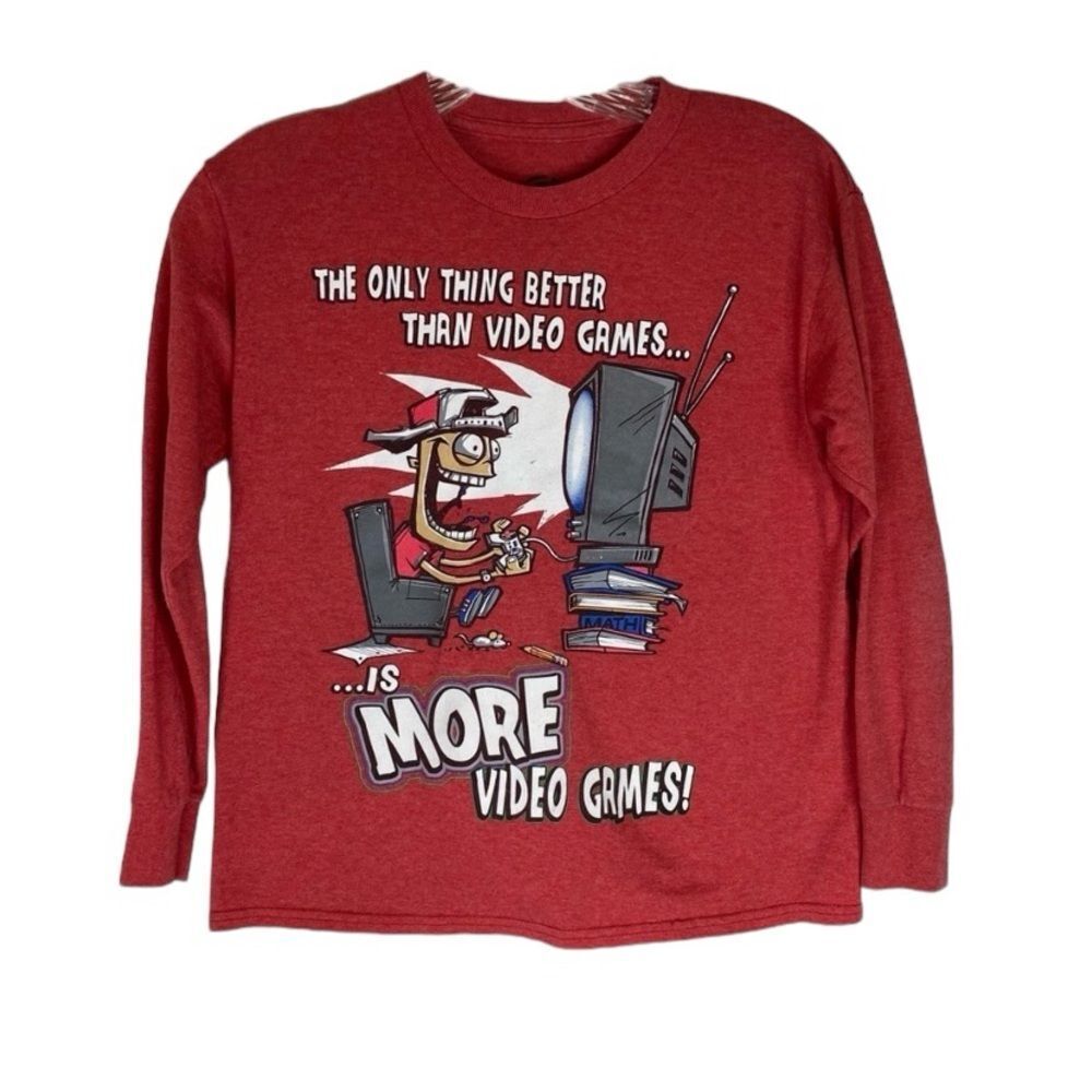 5/$15 Hybrid Shirt Boys Red Graphic The Only Thing Better Than Video Games L